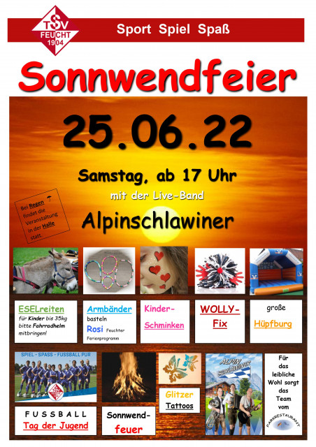 Save the date! - Sonnwendfeier am Samstag, 25.06.2022 ab 17 Uhr