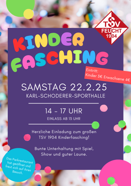 Herzliche Einladung zum TSV 1904 Feucht Kinderfasching