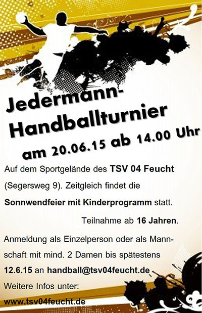 Jedermann Handballturnier am Samstag, 20.06.2015 ab 14:00 Uhr - Jetzt anmelden!!